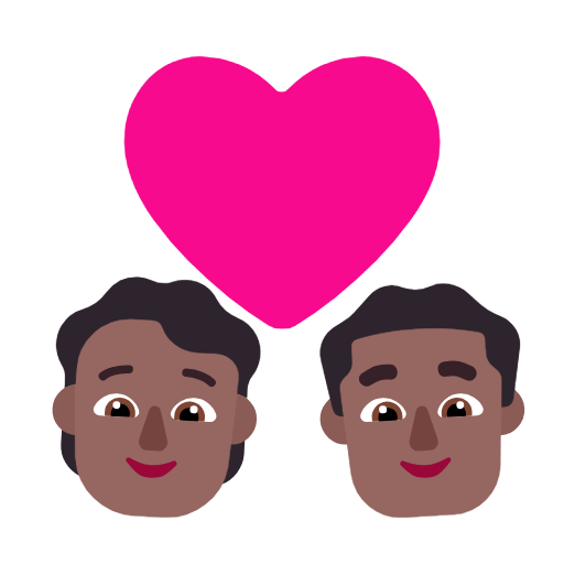 Par med hjerte: person, mand, medium-mørk hudfarve for Microsoft Windows 11 23H2 June 2024 Update