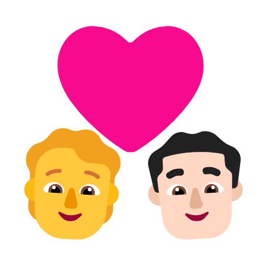 Koppel met hart: Persoon, Man, Geen huidskleur, Lichte huidskleur voor Microsoft Windows 11 23H2 June 2024 Update