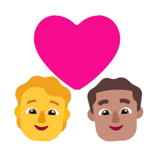 Para z sercem: osoba, mężczyzna, bez odcienia skóry, średni odcień skóry dla Microsoft Windows 11 23H2 June 2024 Update