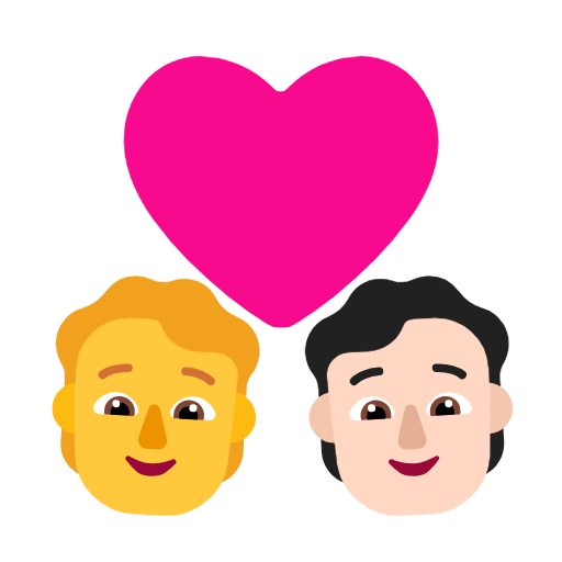 Para z sercem: osoba, osoba, bez odcienia skóry, jasny odcień skóry dla Microsoft Windows 11 23H2 June 2024 Update