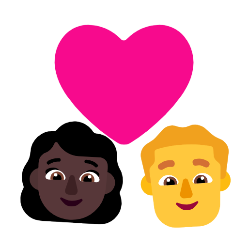 Pár se srdcem – žena: tmavý odstín pleti, muž: žádný odstín pleti pro Microsoft Windows 11 23H2 June 2024 Update