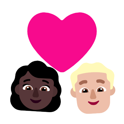 Stel met hart: vrouw, man, donkere huidskleur, lichtgetinte huidskleur voor Microsoft Windows 11 23H2 June 2024 Update