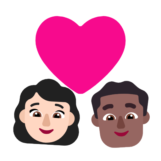 Stel met hart: vrouw, man, lichte huidskleur, donkergetinte huidskleur voor Microsoft Windows 11 23H2 June 2024 Update