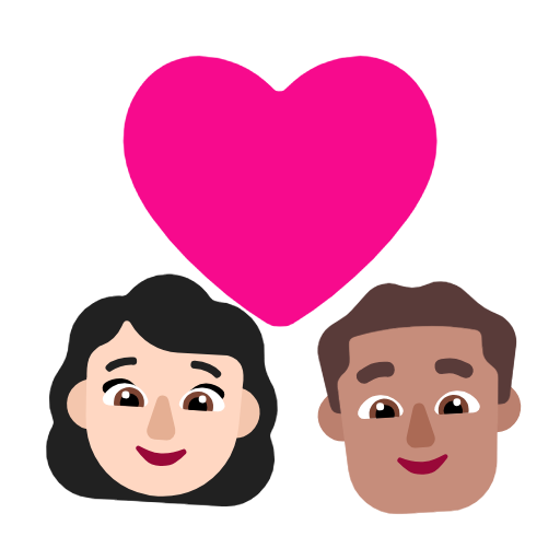 Couple Avec Cœur: Femme, Homme, Peau Claire, Peau Légèrement Mate pour Microsoft Windows 11 23H2 June 2024 Update