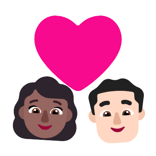 Stel met hart: vrouw, man, donkergetinte huidskleur, lichte huidskleur voor Microsoft Windows 11 23H2 June 2024 Update