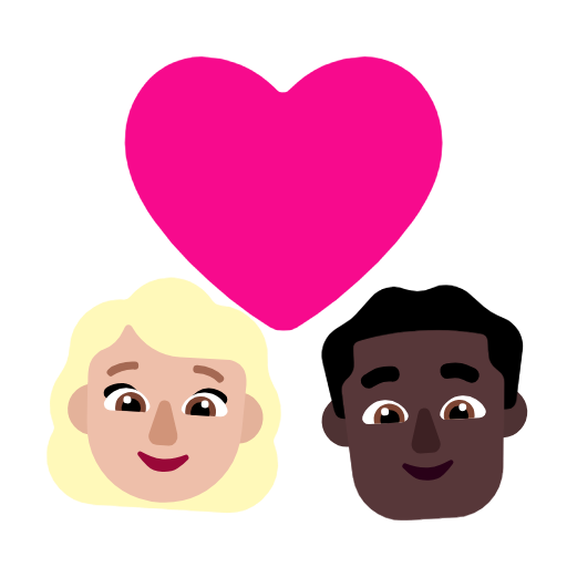 Stel met hart: vrouw, man, lichtgetinte huidskleur, donkere huidskleur voor Microsoft Windows 11 23H2 June 2024 Update