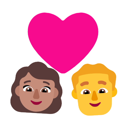 Paar mit Herz - Frau: mittlerer Hautton, Mann: kein Hautton für Microsoft Windows 11 23H2 June 2024 Update