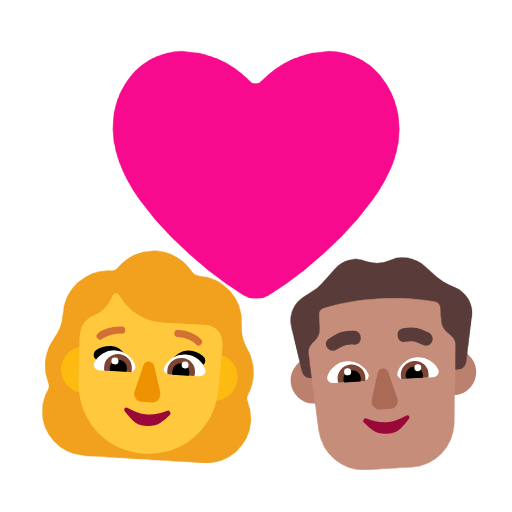 Paar mit Herz - Frau: kein Hautton, Mann: mittlerer Hautton für Microsoft Windows 11 23H2 June 2024 Update