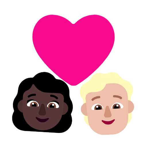 Pár se srdcem: žena, osoba, tmavý odstín pleti, středně světlý tón pleti pro Microsoft Windows 11 23H2 June 2024 Update