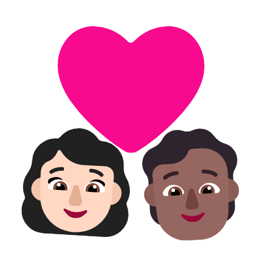 Pár se srdcem: žena, osoba, světlý odstín pleti, středně tmavý odstín pleti pro Microsoft Windows 11 23H2 June 2024 Update