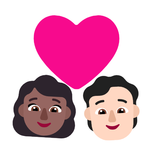 Pár se srdcem: Žena, Osoba, Středně tmavý odstín pleti, světlý tón pleti pro Microsoft Windows 11 23H2 June 2024 Update