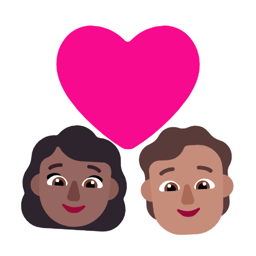 Coppia con cuore: donna, persona, carnagione medio-scura, carnagione media per Microsoft Windows 11 23H2 June 2024 Update