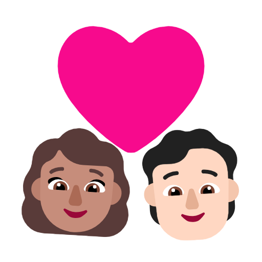 Cặp đôi có trái tim: Phụ nữ, Người, Màu da trung bình, Màu da sáng cho Microsoft Windows 11 23H2 June 2024 Update