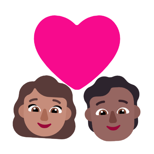 Coppia con cuore: donna, persona, carnagione media, carnagione medio-scura per Microsoft Windows 11 23H2 June 2024 Update