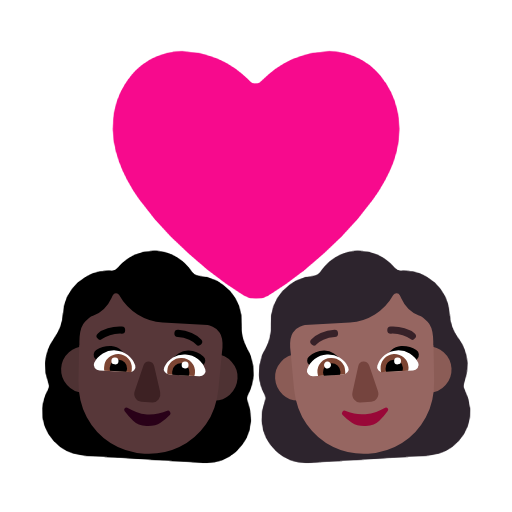Pár se srdcem: Žena, Žena, Tmavý odstín pleti, Středně tmavý odstín pleti pro Microsoft Windows 11 23H2 June 2024 Update