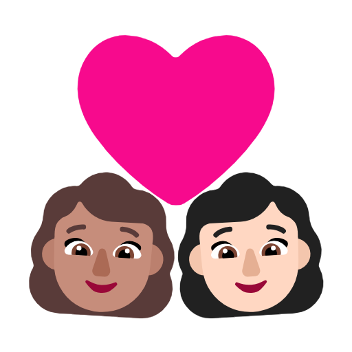 Pár se srdcem: Žena, Žena, Střední odstín pleti, Světlý odstín pleti pro Microsoft Windows 11 23H2 June 2024 Update