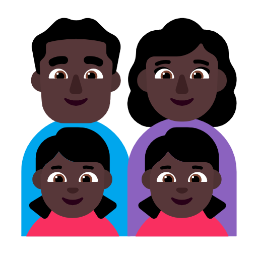 Rodina – Muž: tmavý odstín pleti, Žena: tmavý odstín pleti, Dívka: tmavý odstín pleti, Dívka: tmavý odstín pleti pro Microsoft Windows 11 23H2 June 2024 Update