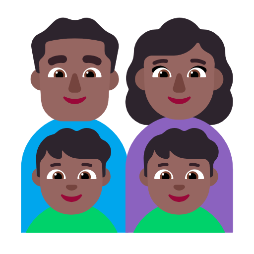 Rodina – Muž: Středně tmavý odstín pleti, Žena: Středně tmavý tón pleti, Chlapec: Středně tmavý tón pleti, Chlapec: Středně tmavý tón pleti pro Microsoft Windows 11 23H2 June 2024 Update