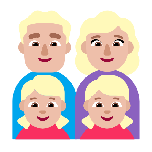 Rodzina - Mężczyzna: średnio-jasny odcień skóry, Kobieta: średnio-jasny odcień skóry, Dziewczynka: średnio-jasny odcień skóry, Dziewczynka: średnio-jasny odcień skóry dla Microsoft Windows 11 23H2 June 2024 Update