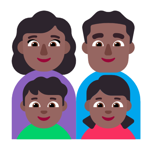 Perhe - Nainen: Keski-tumma ihonväri, Mies: Keski-tumma iho, Poika: Keski-tumma iho, Tyttö: Keski-tumma iho varten Microsoft Windows 11 23H2 June 2024 Update