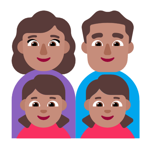 Perhe - Nainen: Keski-ihonsävy, Mies: Keski-ihonsävy, Tyttö: Keski-ihonsävy, Tyttö: Keski-ihonsävy varten Microsoft Windows 11 23H2 June 2024 Update