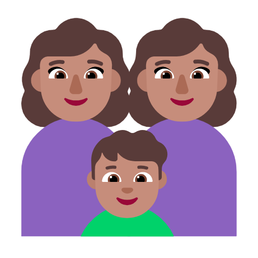 Perhe - Nainen: Keski-ihonsävy, Nainen: Keski-ihonsävy, Poika: Keski-iho varten Microsoft Windows 11 23H2 June 2024 Update