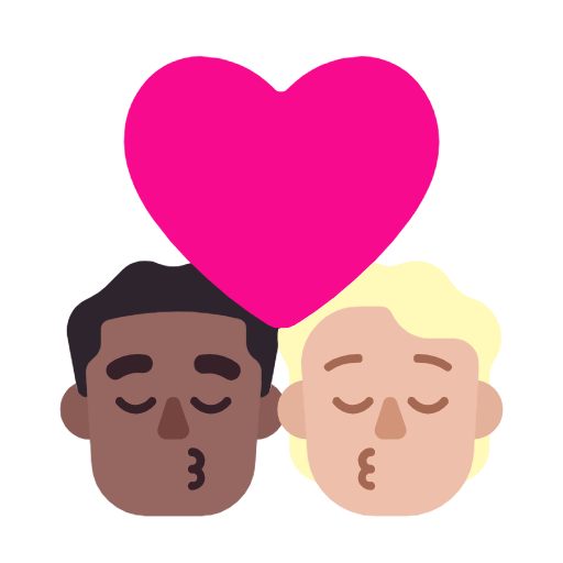 Kiss: Man, Person, Medium-Dark Skin Tone, Medium-Light Skin Tone for Microsoft Windows 11 23H2 June 2024 Update