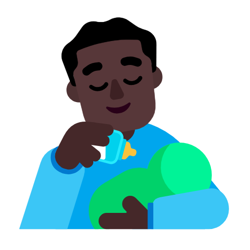 Man die een baby voedt: donkere huidskleur voor Microsoft Windows 11 23H2 June 2024 Update