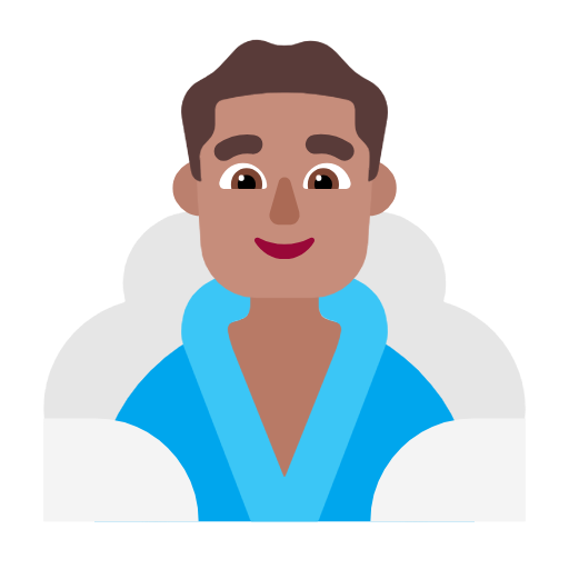 Người đàn ông ở trong phòng xông hơi: màu da trung bình cho Microsoft Windows 11 23H2 June 2024 Update