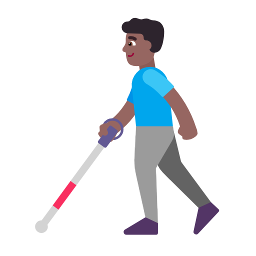 Görme engelli bastonlu erkek: orta koyu cilt tonu için Microsoft Windows 11 23H2 June 2024 Update