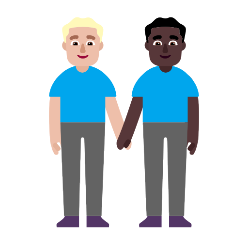 Mannen hand in hand: lichtgetinte huidskleur, donkere huidskleur voor Microsoft Windows 11 23H2 June 2024 Update