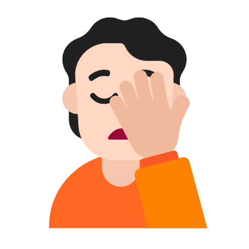 Osoba Facepalming: Světlý odstín pleti pro Microsoft Windows 11 23H2 June 2024 Update