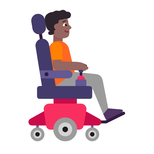 Osoba na motorovém invalidním vozíku otočená doprava: Středně tmavý odstín pleti pro Microsoft Windows 11 23H2 June 2024 Update