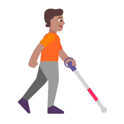 Personne avec une canne blanche tournée vers la droite : teint moyen pour Microsoft Windows 11 23H2 June 2024 Update