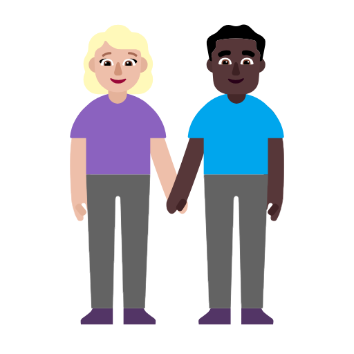 Woman and Man Holding Hands: Medium-Light Skin Tone, Dark Skin Tone for Microsoft Windows 11 23H2 June 2024 Update