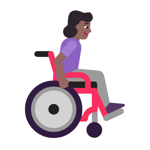 Žena na ručním invalidním vozíku otočená doprava: středně tmavý odstín pleti pro Microsoft Windows 11 23H2 June 2024 Update