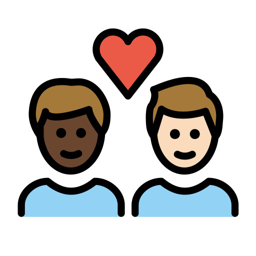 Stel met hart: man, man, donkere huidskleur, lichte huidskleur voor OpenMoji 15.1