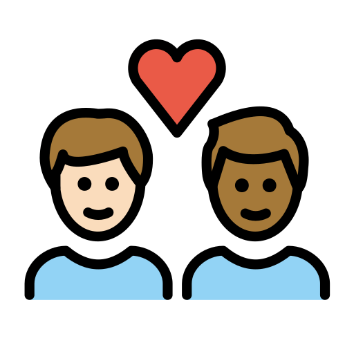 Coppia Con Cuore: Uomo, Uomo, Carnagione Chiara, Carnagione Abbastanza Scura per OpenMoji 15.1