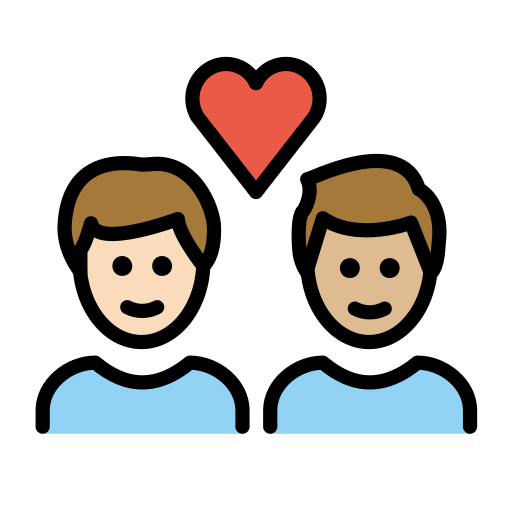 Stel met hart: man, man, lichte huidskleur, lichtgetinte huidskleur voor OpenMoji 15.1