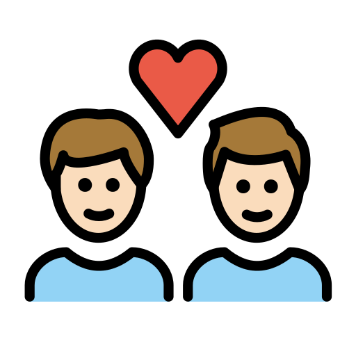 Casal Apaixonado: Homem, Homem, Pele Clara para OpenMoji 15.1