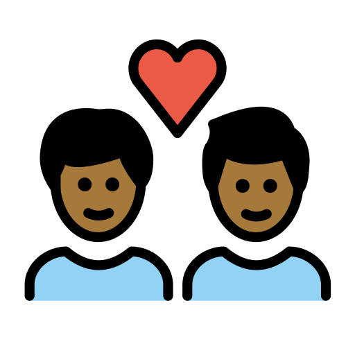 Pár se srdcem: Muž, Muž, Středně tmavý odstín pleti pro OpenMoji 15.1