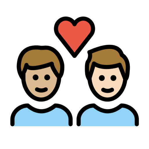 Stel met hart: man, man, lichtgetinte huidskleur, lichte huidskleur voor OpenMoji 15.1