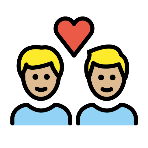 Par med hjerte: mand, mand og medium til lys teint for OpenMoji 15.1