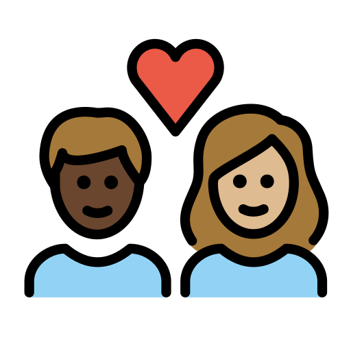 Couple Avec Cœur: Adulte, Adulte, Peau Foncée, Peau Moyennement Claire pour OpenMoji 15.1