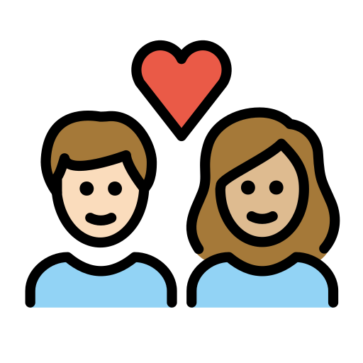 Casal Apaixonado: Mulher, Homem, Pele Clara, Pele Morena Clara para OpenMoji 15.1