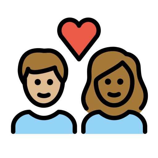 Cuplu cu inimă: Femeie, Bărbat, ten mediu deschis, ten mediu închis pentru OpenMoji 15.1
