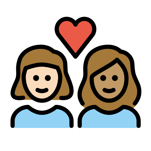 Pár se srdcem: Žena, Žena, Světlý odstín pleti, Střední odstín pleti pro OpenMoji 15.1
