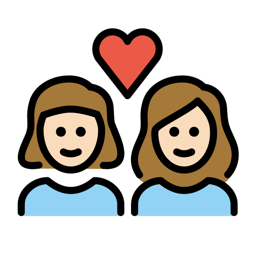 Stel met hart: vrouw, vrouw, lichte huidskleur voor OpenMoji 15.1
