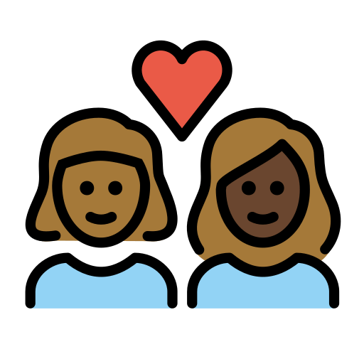 Pár se srdcem: Žena, Žena, Středně tmavý odstín pleti, Tmavý odstín pleti pro OpenMoji 15.1