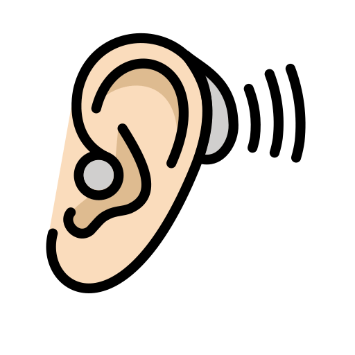 Øre med høreapparat: lys teint for OpenMoji 15.1